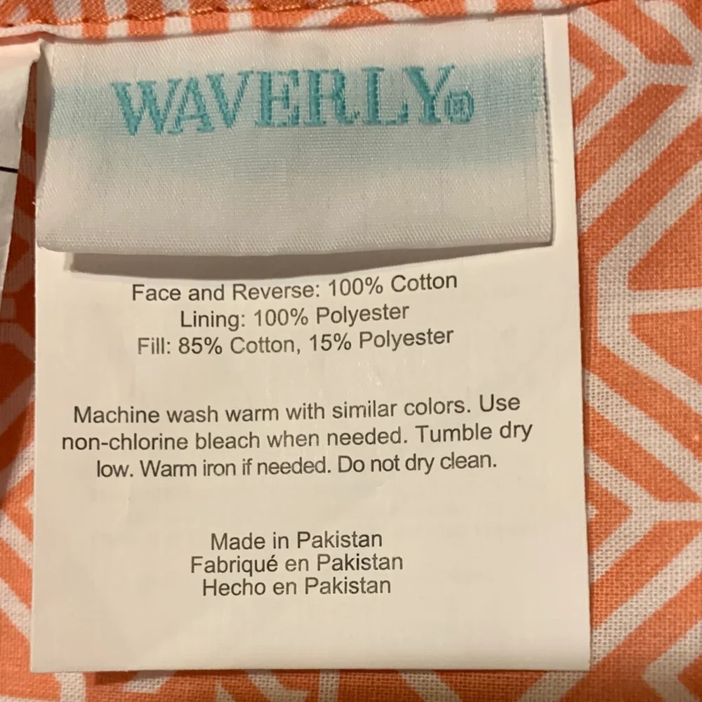 Waverly Coral Geometric and Floral Quilted Pillow Shams